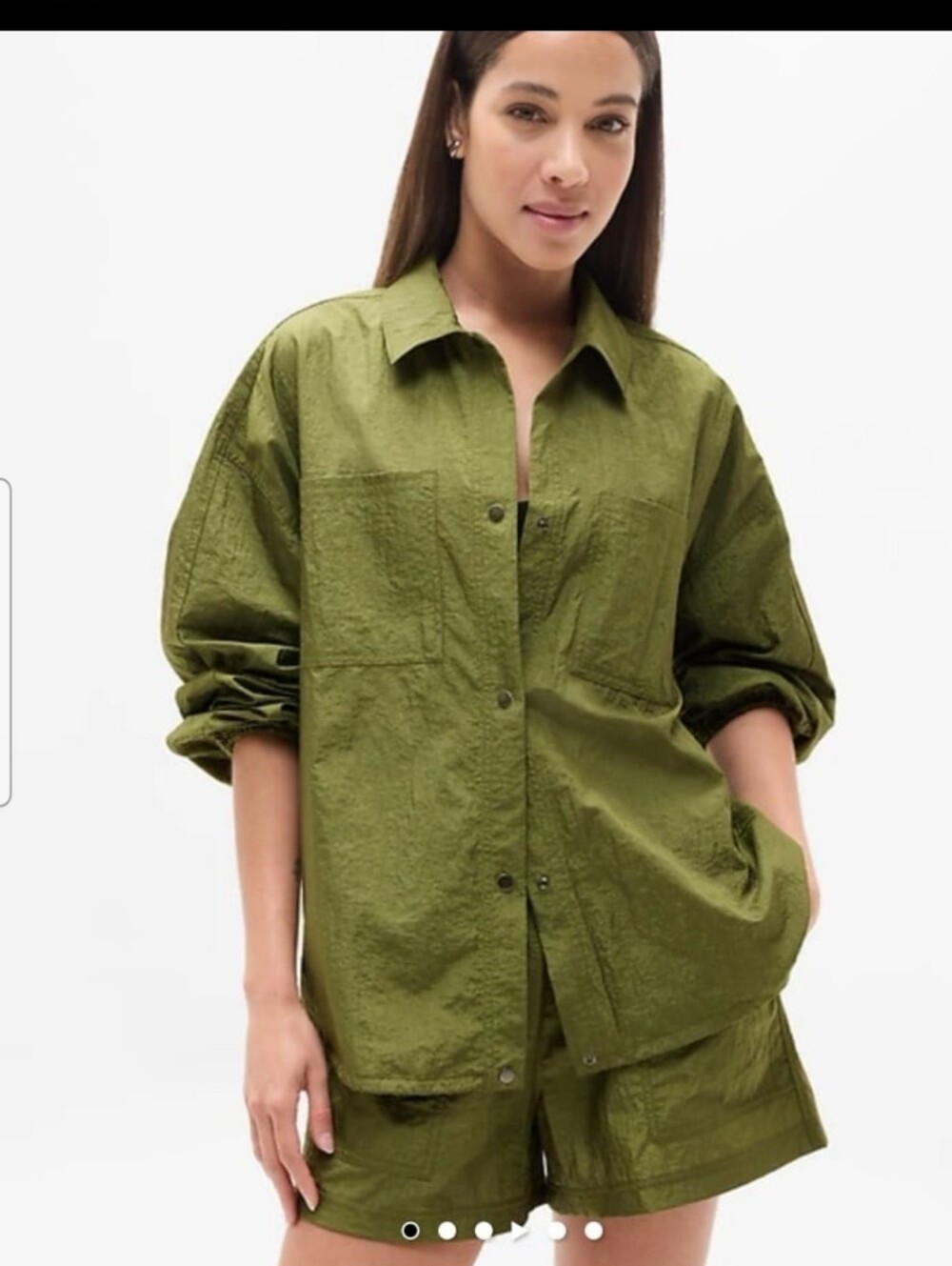 Athleta Picoline Olive Utility Button-Front Jacket Size XXS